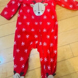 Fleece red reindeer kids onesie
